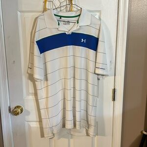 Underarmour White/Blue Polo (Heat Gear)